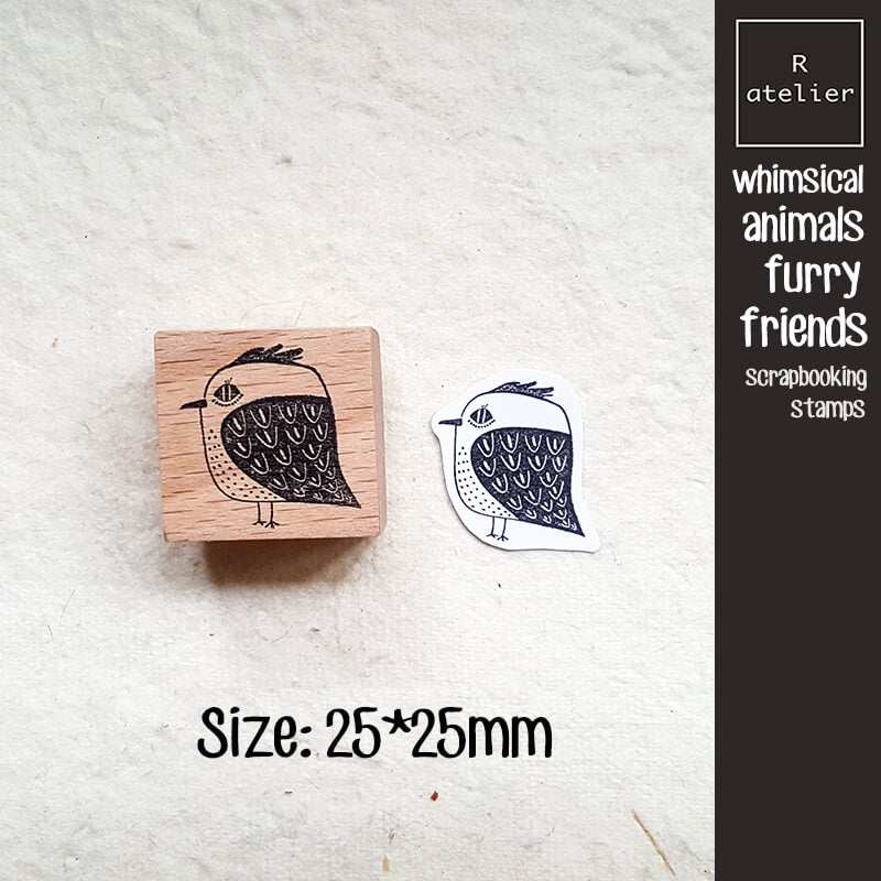 Whimsical Animals Furry Friends Scrapbooking Wooden Stamp