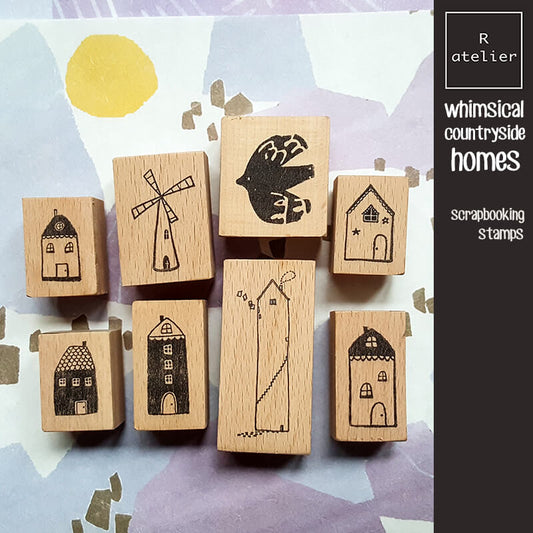 Whimsical Countryside Homes Scrapbooking Wooden Stamp