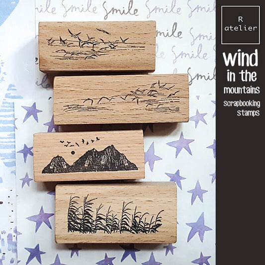 Wind in the Mountains Nature Outdoors Scrapbooking Wooden Stamps