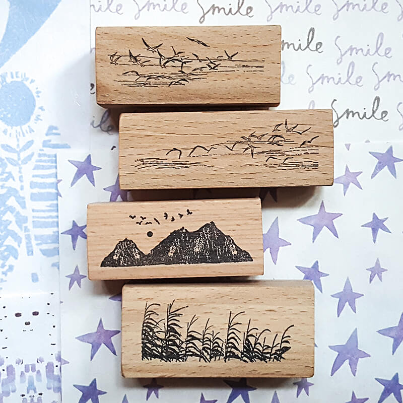 Wind in the Mountains Nature Outdoors Scrapbooking Wooden Stamps