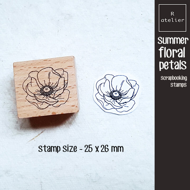 Summer Floral Flower Petals Scrapbooking Wooden Stamp