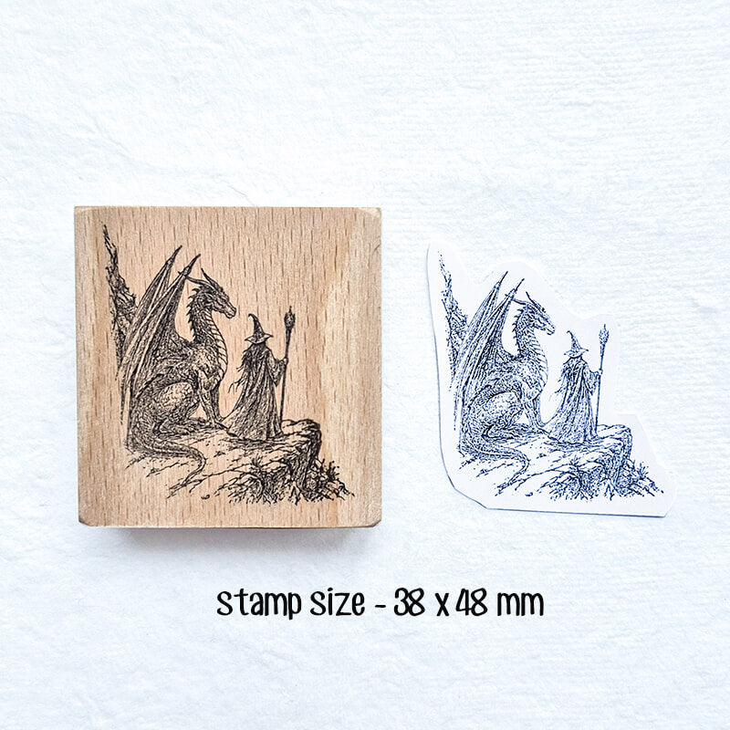Wizard & Knight, Dungeons & Dragons Fantasy World Scrapbooking Stamp