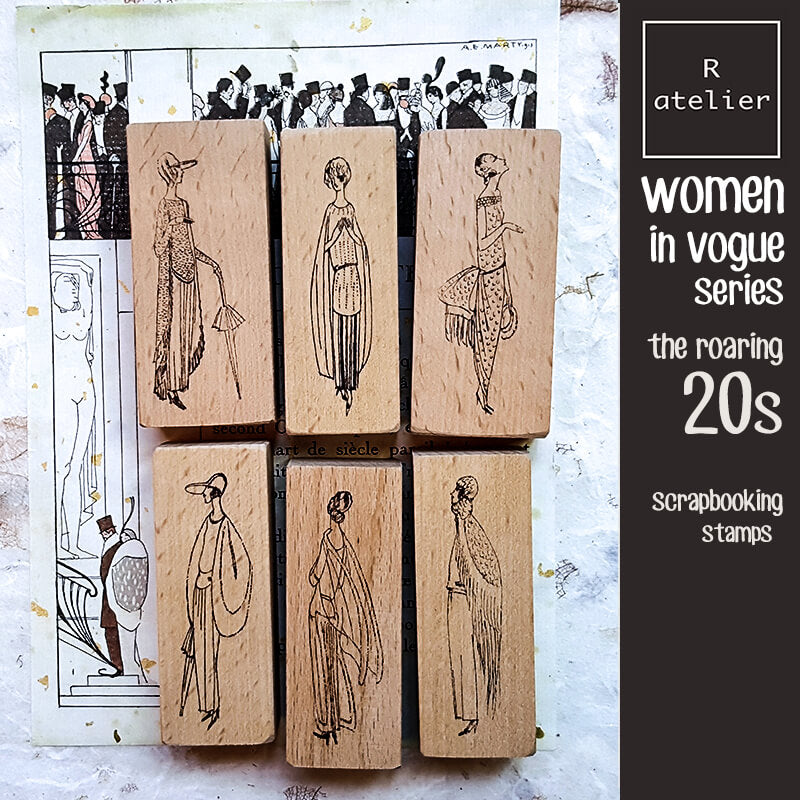 Women in Vogue Roaring 20s Art Deco Scrapbooking Wooden Stamps