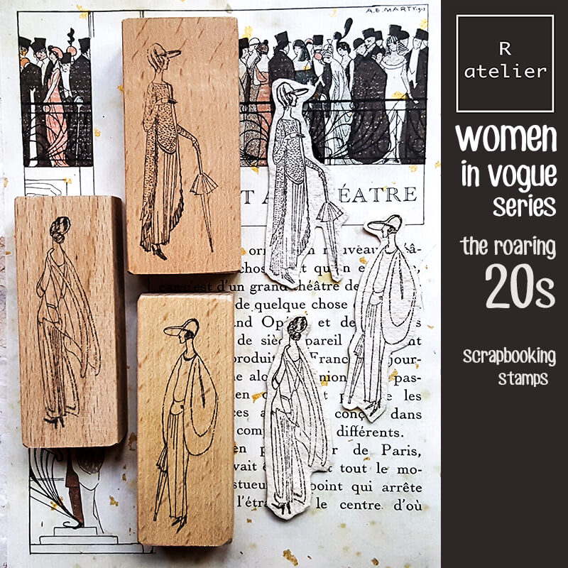 Women in Vogue Roaring 20s Art Deco Scrapbooking Wooden Stamps