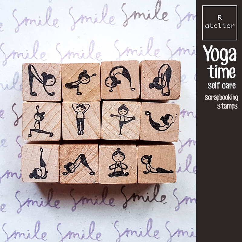 Yoga Time Yoga Pose Self Care Scrapbooking Wooden Stamp