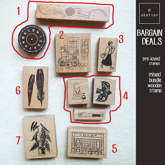 Bargain Pre-loved Scrapbooking Wooden Stamps