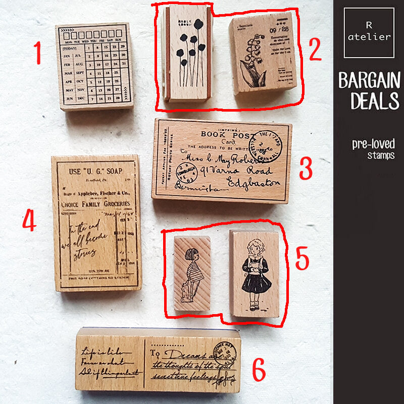 Bargain Pre-loved Scrapbooking Wooden Stamps