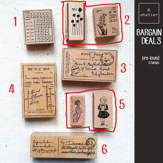 Bargain Pre-loved Scrapbooking Wooden Stamps