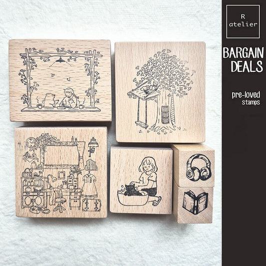 Bargain Pre-loved Scrapbooking Wooden Stamps