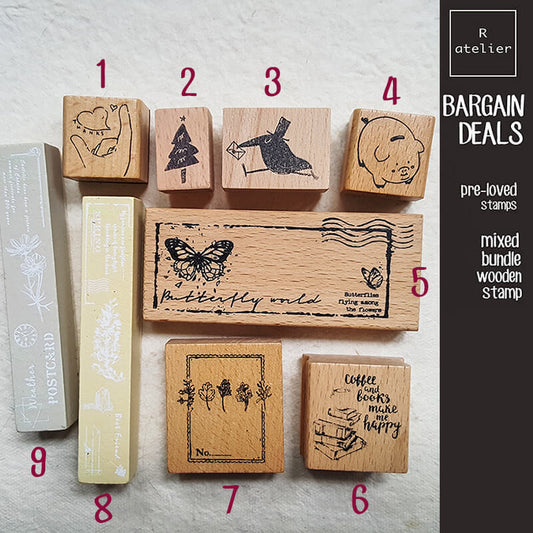 Bargain Pre-loved Scrapbooking Wooden Stamps