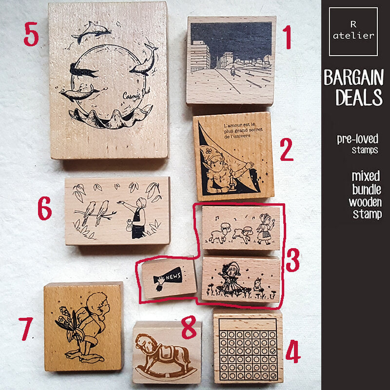 Bargain Pre-loved Scrapbooking Wooden Stamps