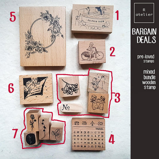 Bargain Pre-loved Scrapbooking Wooden Stamps