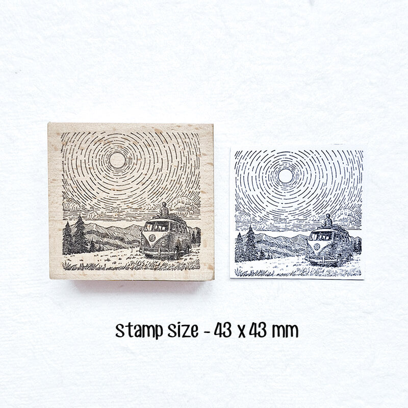 Wanderlust Road Trip Hiking Travelogue Scrapbooking Wooden Stamp