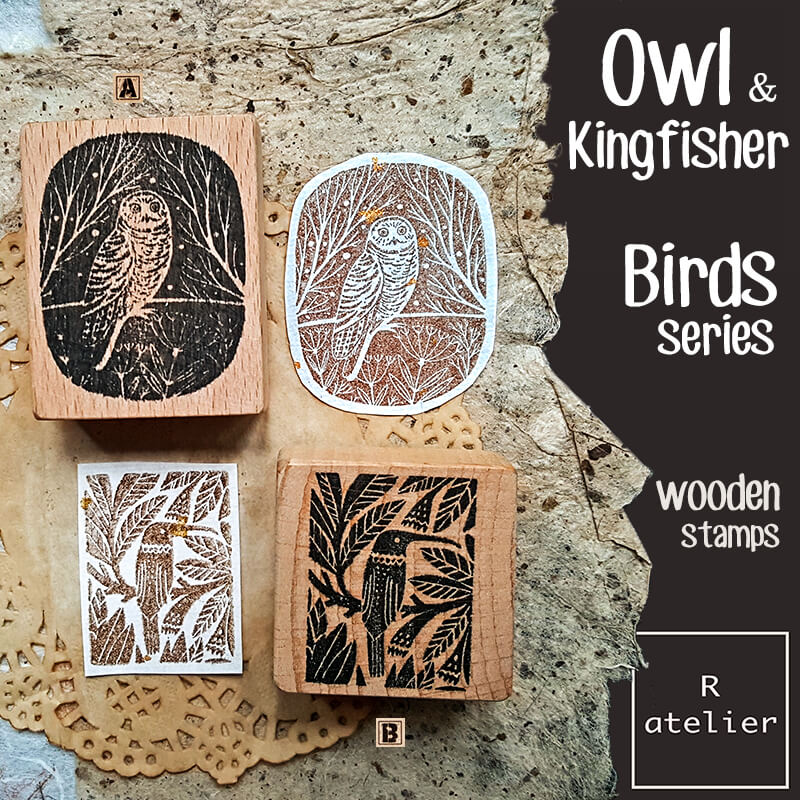 Owl & Kingfisher Turkey Birds Series Scrapbooking Stamps