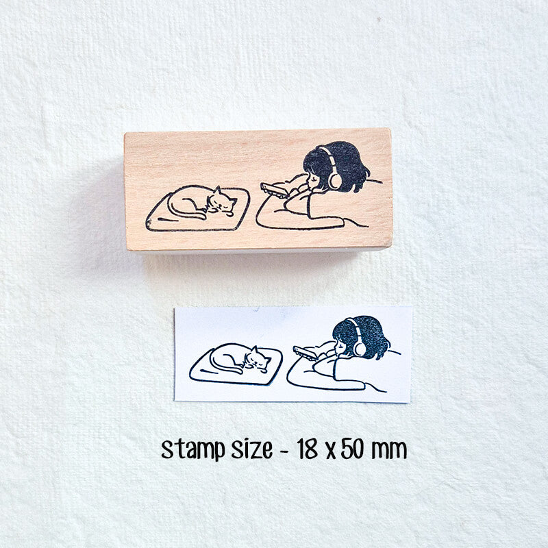 Daily Life Cats Books Coffee Scrapbooking Wooden Stamp