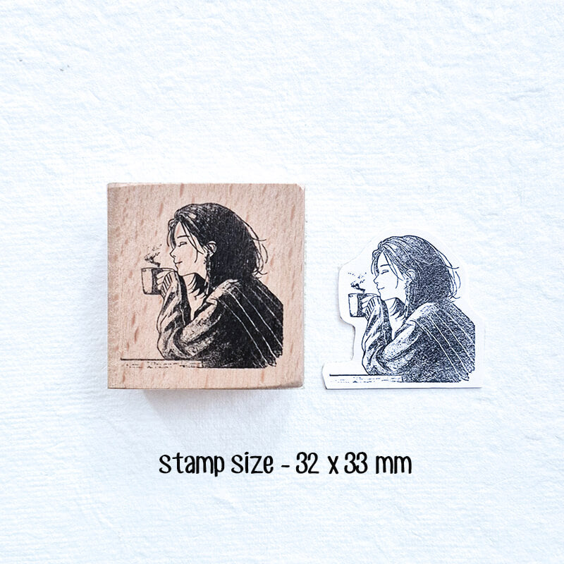 Coffee Lovers Scrapbooking Wooden Stamp