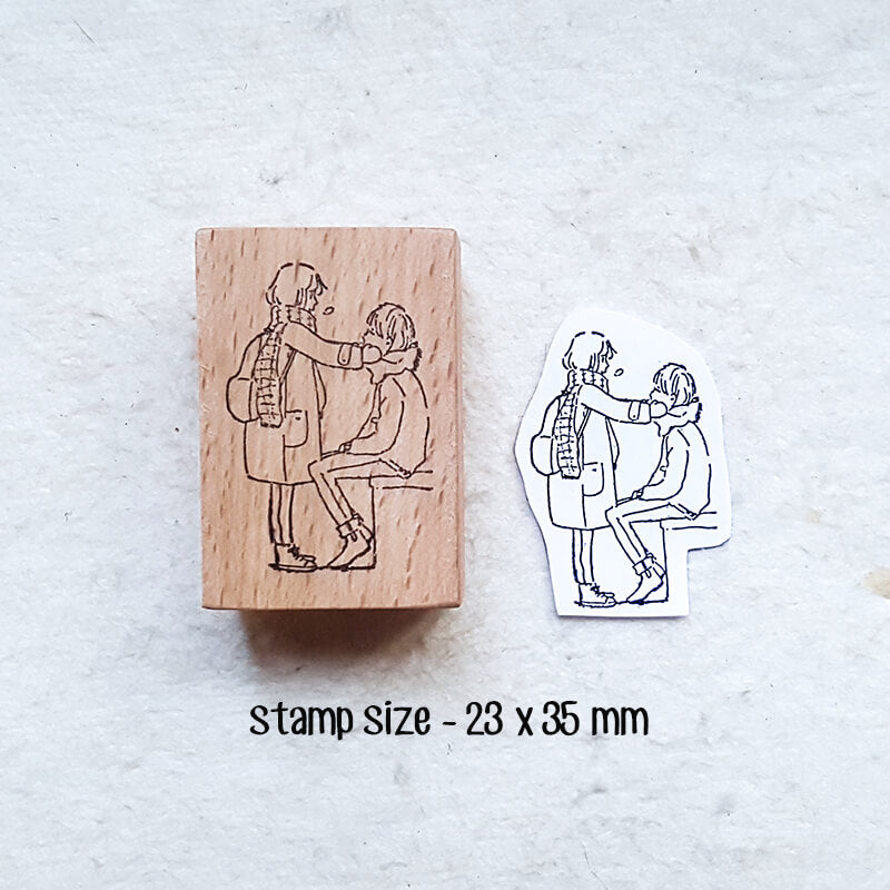 Love Birds Couple Love Story Scrapbooking Wooden Stamp