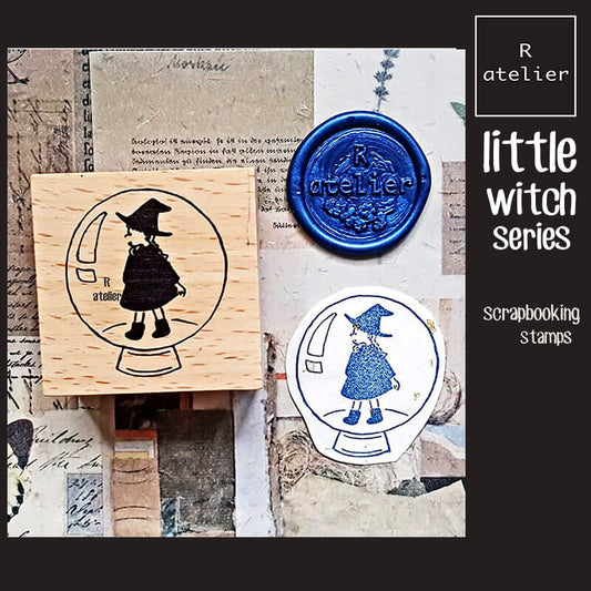 Little Witch Crystal Ball Spell Books Scrapbooking Wooden Stamps