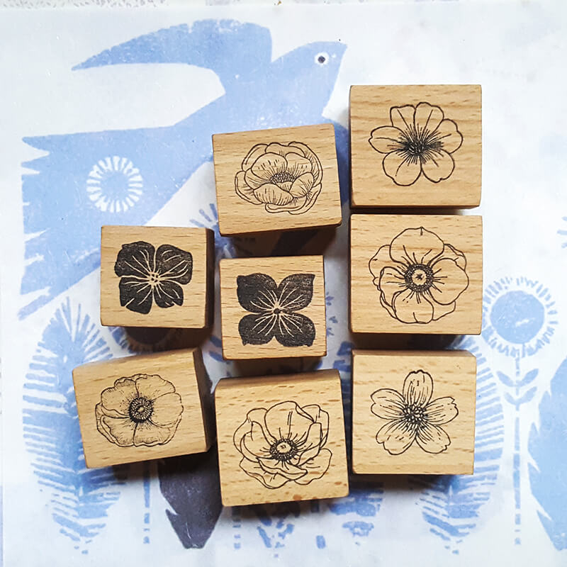 Summer Floral Flower Petals Scrapbooking Wooden Stamp