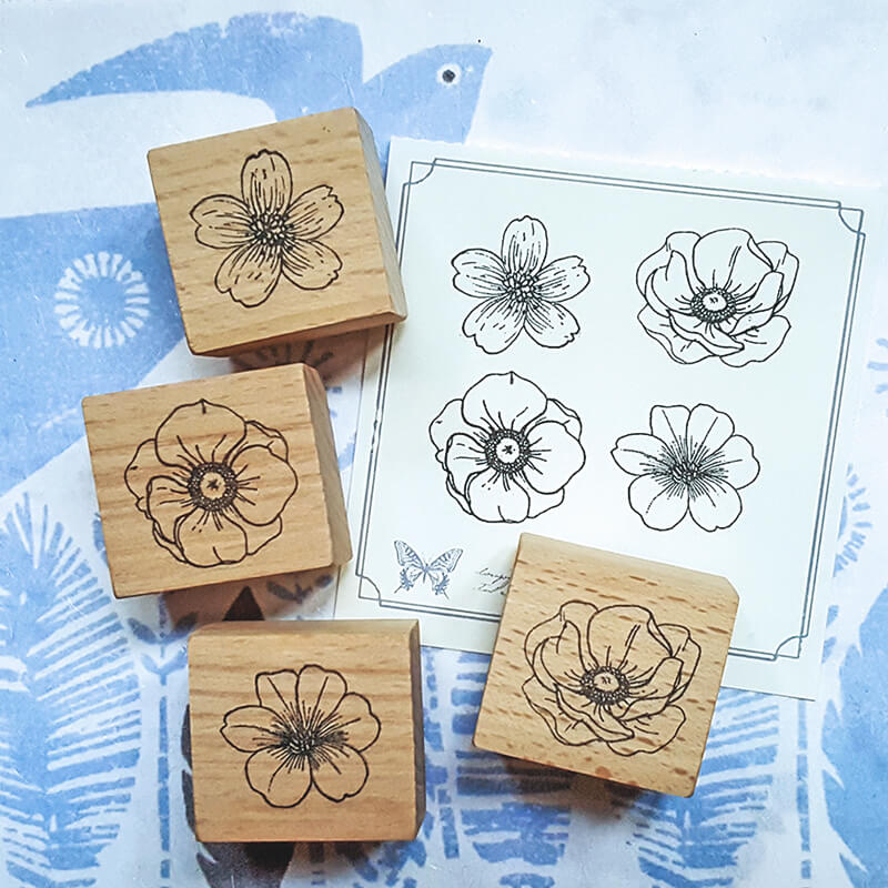 Summer Floral Flower Petals Scrapbooking Wooden Stamp