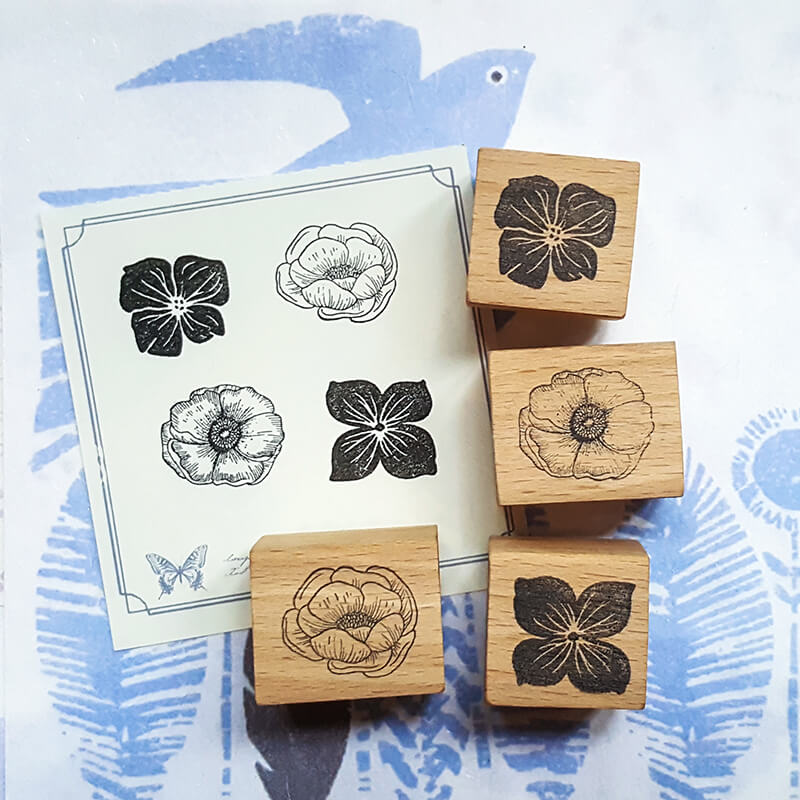 Summer Floral Flower Petals Scrapbooking Wooden Stamp