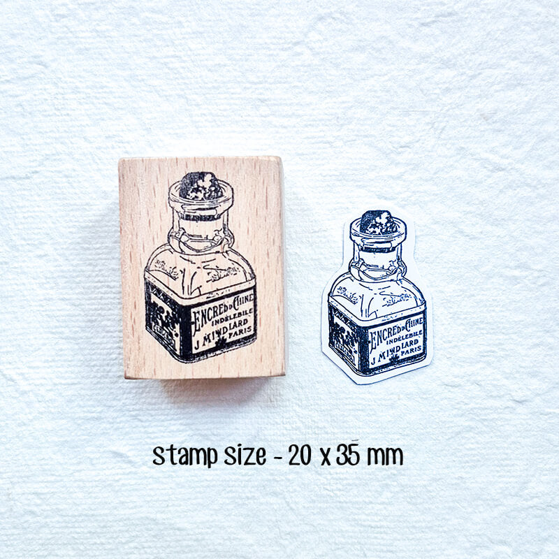 Quill Nib Pens Ink Bottle Scrapbooking Wooden Stamp