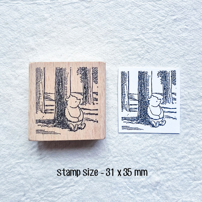 Little Pooh Bear Story Scrapbooking Wooden Stamp