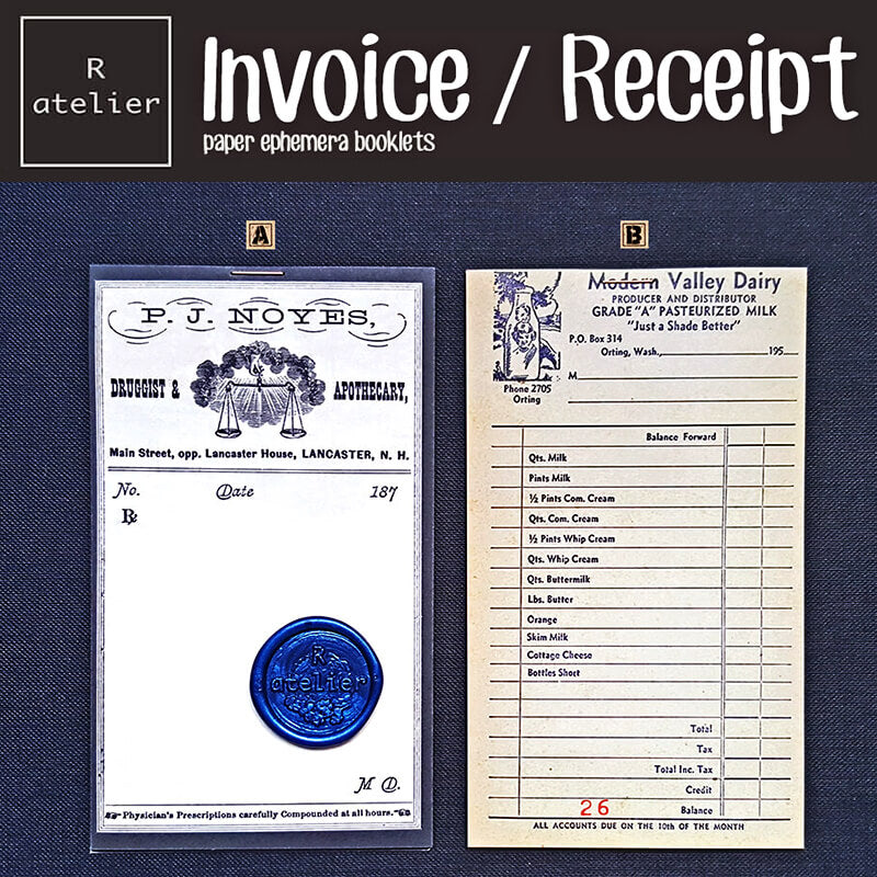 Recript Invouce Invoice / Receipt Scrapbooking Paper Ephemera – R.atelier