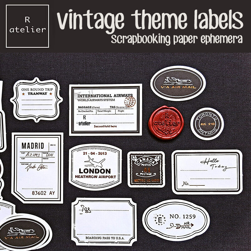 Vintage Theme Labels Scrapbooking Paper Ephemera