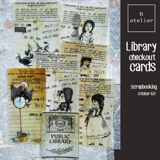 Library Checkout Cards | Scrapbooking Washi Stickers