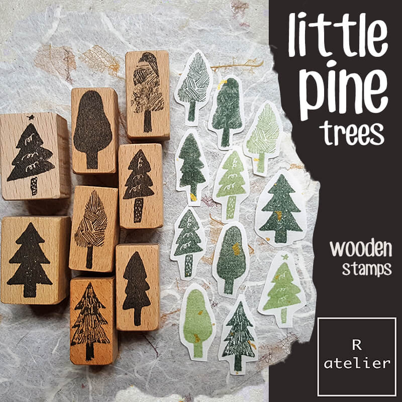 Little Forest Trees Scrapbooking Wooden Stamp