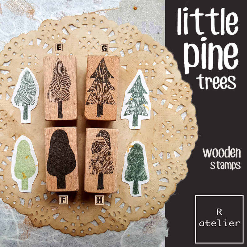Little Pine Trees Scrapbooking Wooden Stamp