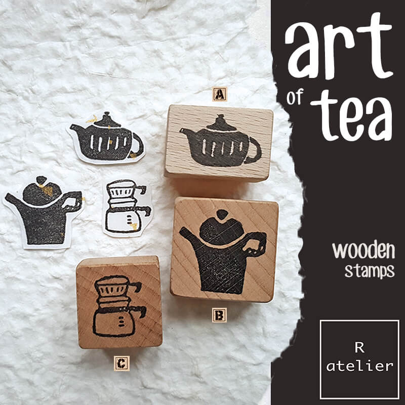Art of Tea, little teapots Scrapbooking Wooden Stamps