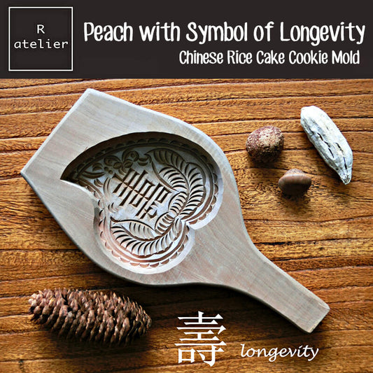 Peach with Symbol of Longevity Chinese Rice Cake Cookie Mold