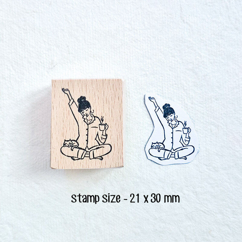 Daily Life Cats Books Coffee Scrapbooking Wooden Stamp