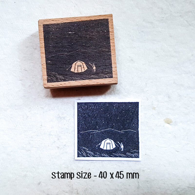 under the Starry Night Camping Solitude Scrapbooking Wooden Stamps