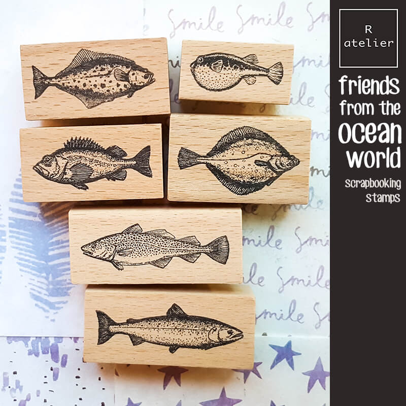 Ocean Saltwater Fish Scrapbooking Wooden Stamp