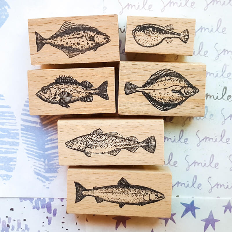 Ocean Saltwater Fish Scrapbooking Wooden Stamp