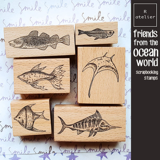 Ocean Saltwater Fish Scrapbooking Wooden Stamp