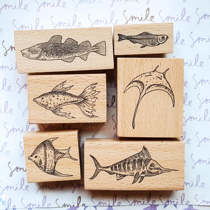 Ocean Saltwater Fish Scrapbooking Wooden Stamp