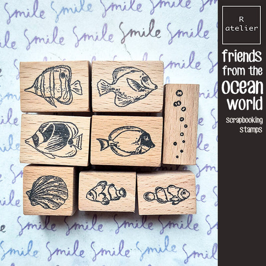 Ocean Saltwater Aquarium Fish Scrapbooking Wooden Stamp