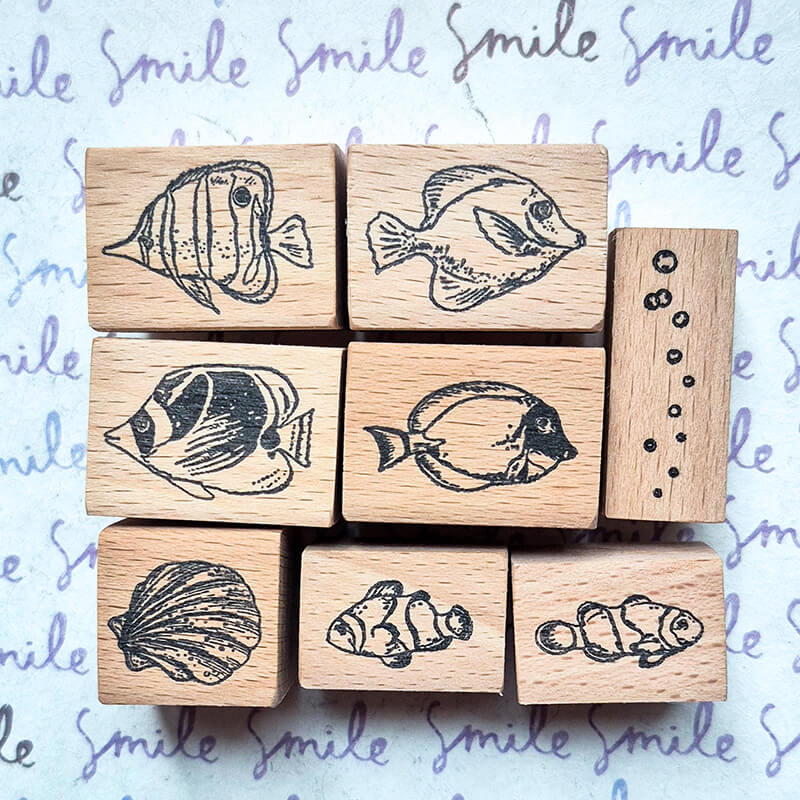 Ocean Saltwater Aquarium Fish Scrapbooking Wooden Stamp