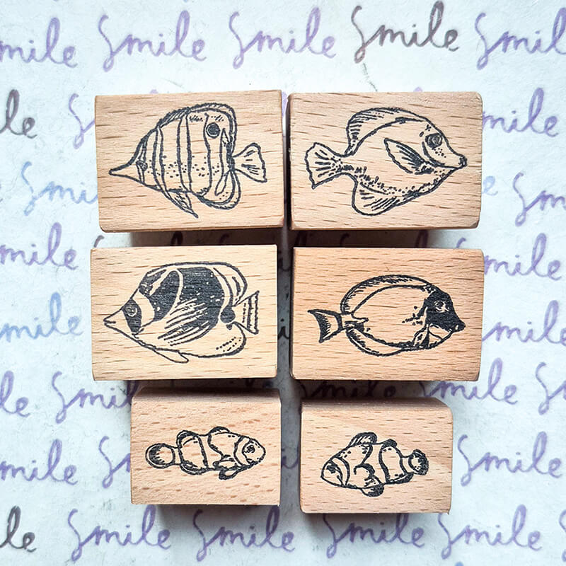 Ocean Saltwater Aquarium Fish Scrapbooking Wooden Stamp