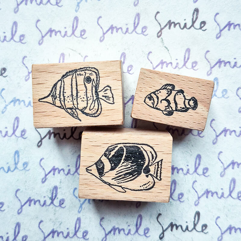 Ocean Saltwater Aquarium Fish Scrapbooking Wooden Stamp