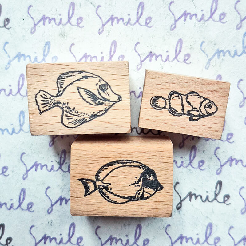 Ocean Saltwater Aquarium Fish Scrapbooking Wooden Stamp