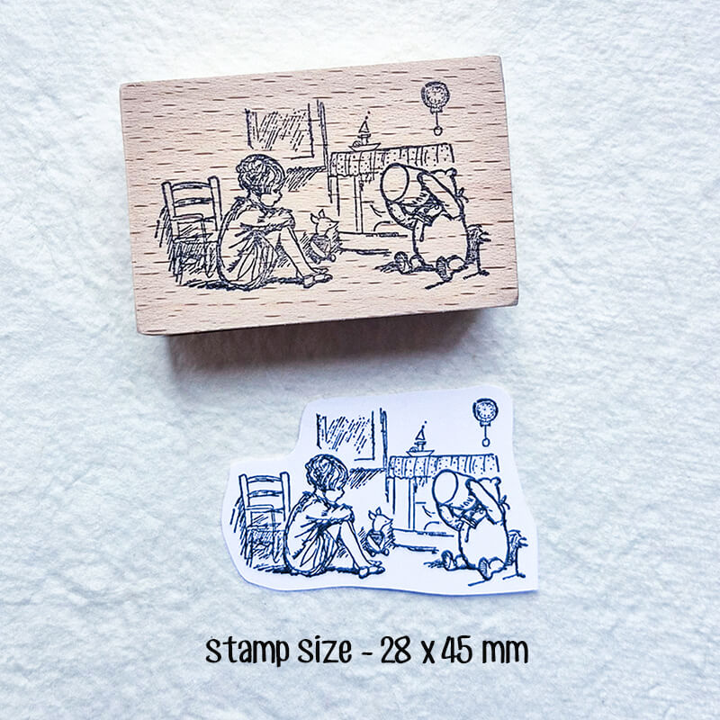 Little Pooh Bear Story Scrapbooking Wooden Stamp