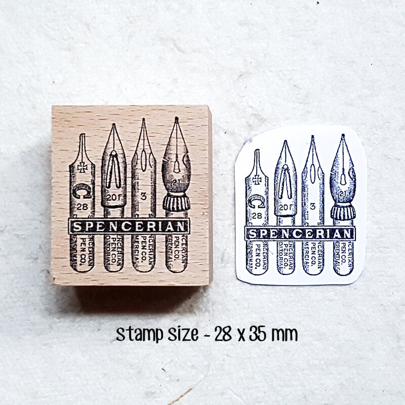 Writing Ephemera Nib Quill Pens Ink Bottles Scrapbooking Wooden Stamp