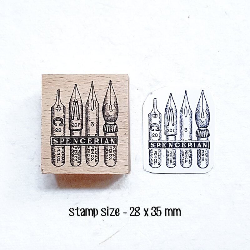 Fountain Pen Nibs Ink Bottle Scrapbooking Wooden Stamp