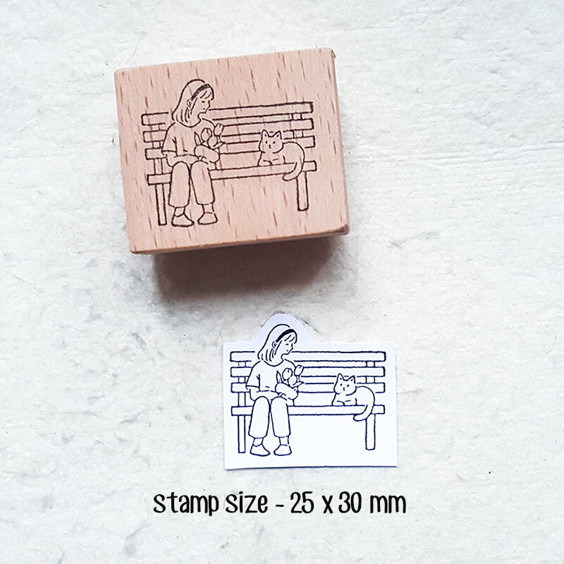 Daily Life with My Cat Scrapbooking Wooden Stamp