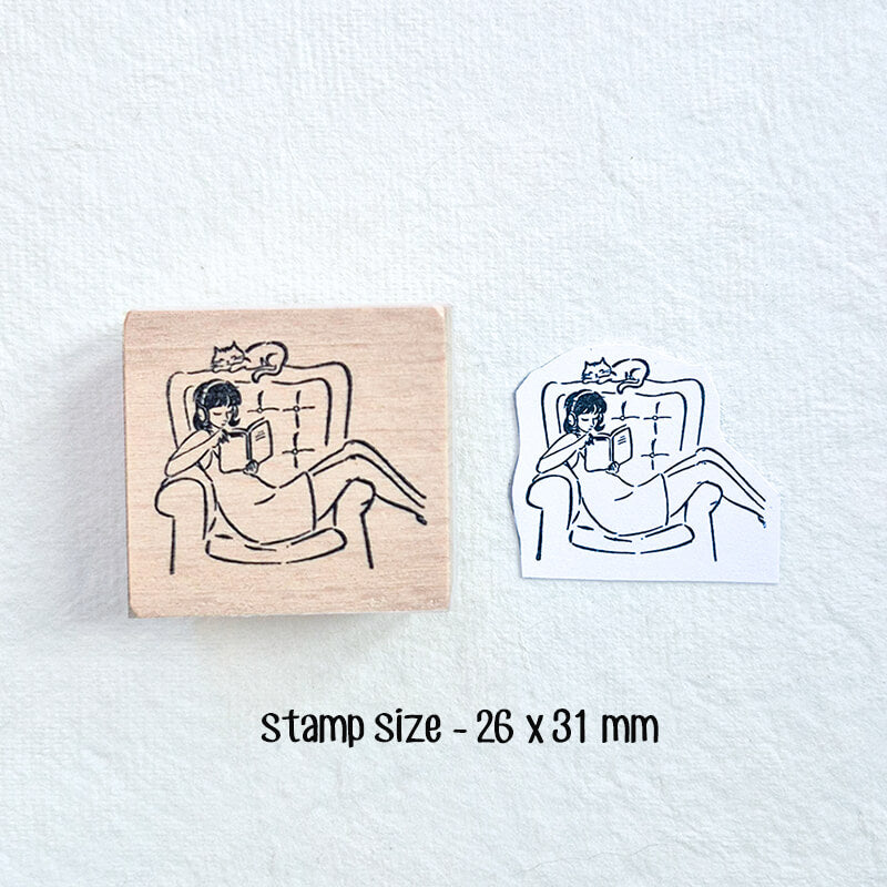Daily Life Cats Books Coffee Scrapbooking Wooden Stamp